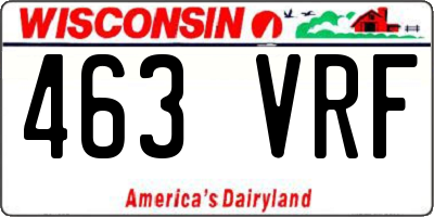WI license plate 463VRF