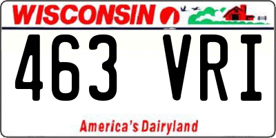WI license plate 463VRI