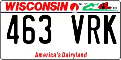 WI license plate 463VRK