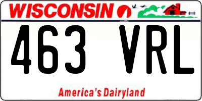 WI license plate 463VRL