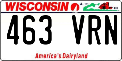WI license plate 463VRN