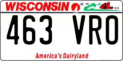 WI license plate 463VRO