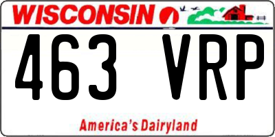 WI license plate 463VRP