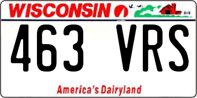 WI license plate 463VRS