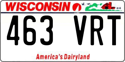 WI license plate 463VRT