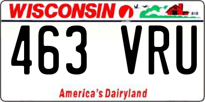 WI license plate 463VRU