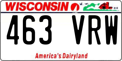 WI license plate 463VRW