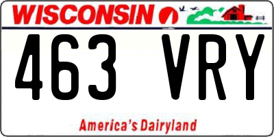 WI license plate 463VRY
