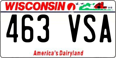 WI license plate 463VSA
