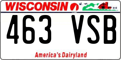 WI license plate 463VSB
