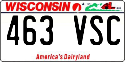 WI license plate 463VSC