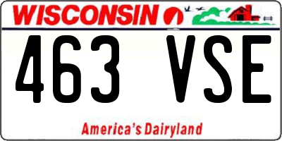 WI license plate 463VSE
