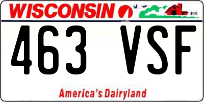 WI license plate 463VSF