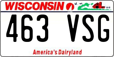 WI license plate 463VSG