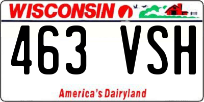 WI license plate 463VSH
