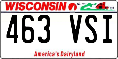 WI license plate 463VSI