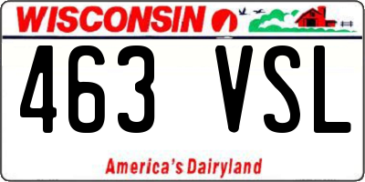 WI license plate 463VSL