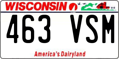 WI license plate 463VSM