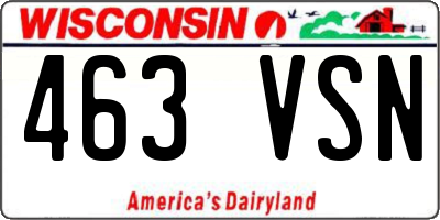WI license plate 463VSN