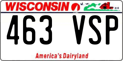 WI license plate 463VSP
