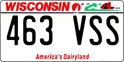 WI license plate 463VSS