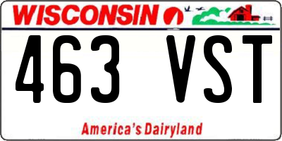 WI license plate 463VST
