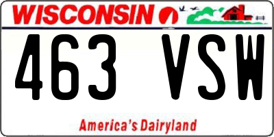 WI license plate 463VSW