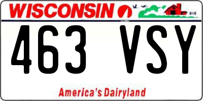 WI license plate 463VSY