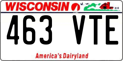 WI license plate 463VTE