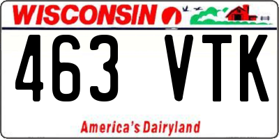 WI license plate 463VTK