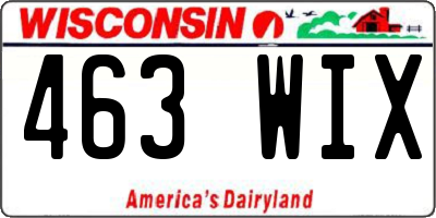 WI license plate 463WIX