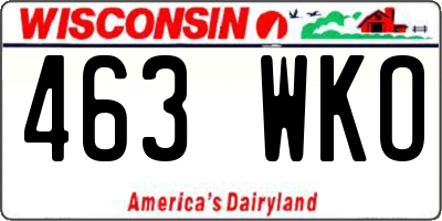 WI license plate 463WKO