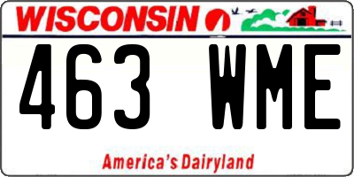 WI license plate 463WME
