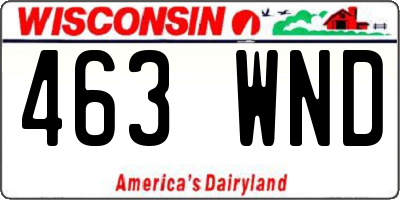 WI license plate 463WND