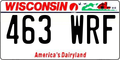 WI license plate 463WRF