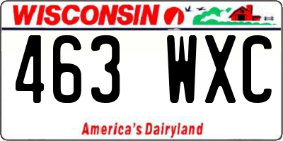 WI license plate 463WXC