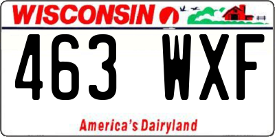 WI license plate 463WXF
