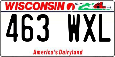 WI license plate 463WXL