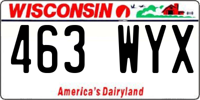 WI license plate 463WYX