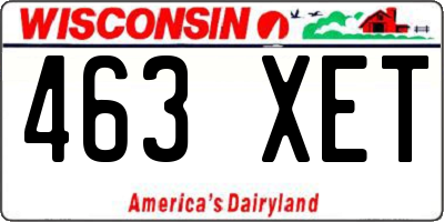 WI license plate 463XET