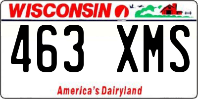WI license plate 463XMS