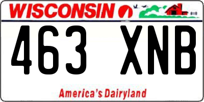 WI license plate 463XNB