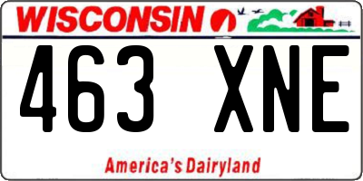 WI license plate 463XNE