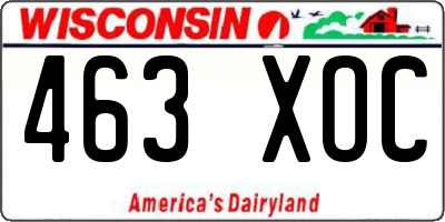 WI license plate 463XOC
