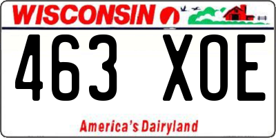 WI license plate 463XOE
