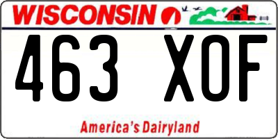 WI license plate 463XOF