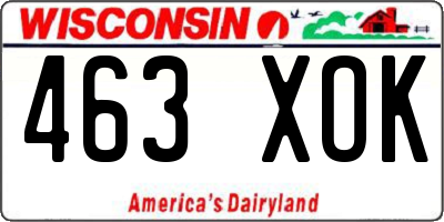 WI license plate 463XOK