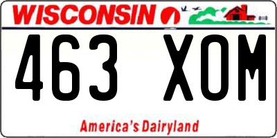 WI license plate 463XOM
