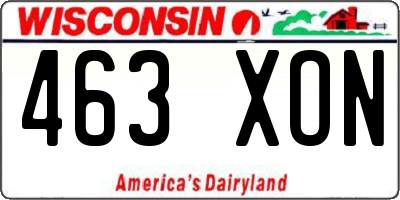 WI license plate 463XON