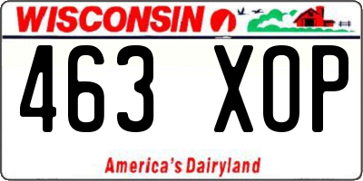 WI license plate 463XOP